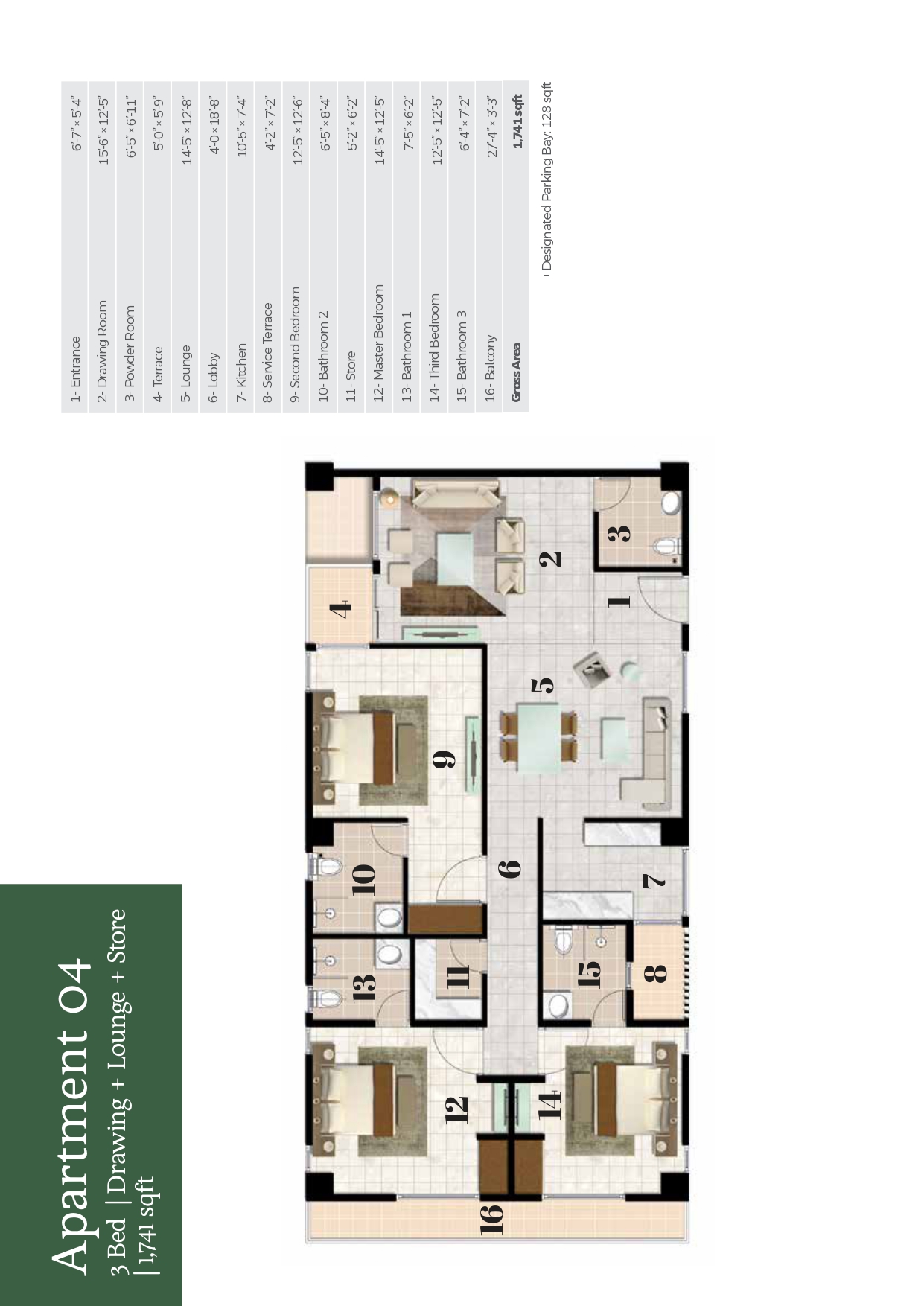 The Palms at Silk Gardens, 3 br floor plan